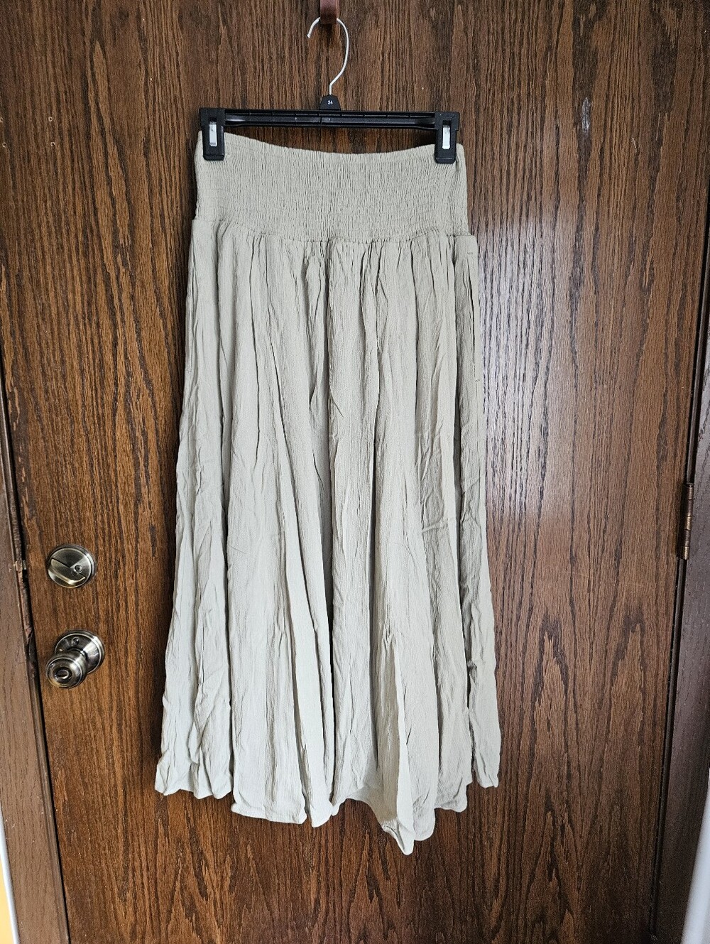 Torrid Sage Linen Blend Skirt with Smocked Waist Size 10